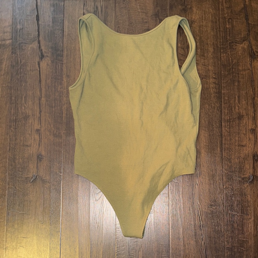 aerie Olive Green Ribbed Tank Bodysuit